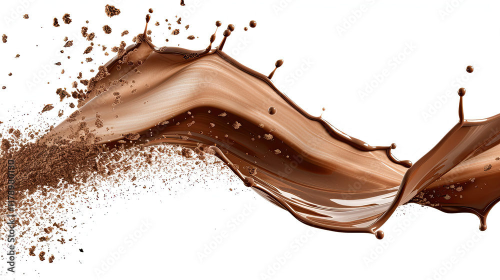 Chocolate Cream in the Shape of Flowing Waves, Smooth and Silky Texture, Isolated on White Background, Rich and Elegant Dessert Concept for Food, Culinary, and Confectionery Design Projects Chocolate Cream in the Shape of Flowing Waves, Smooth and Silky Texture, Isolated on White Background, Rich and Elegant Dessert Concept for Food, Culinary, and Confectionery Design Projects