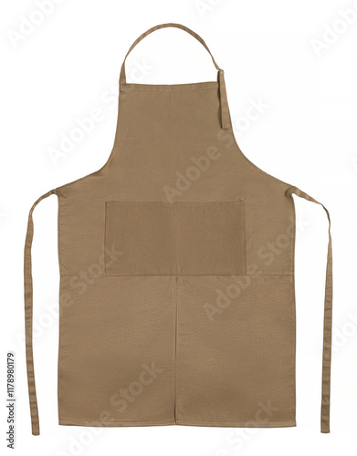Brown apron with pockets. Object is isolated on a white background.