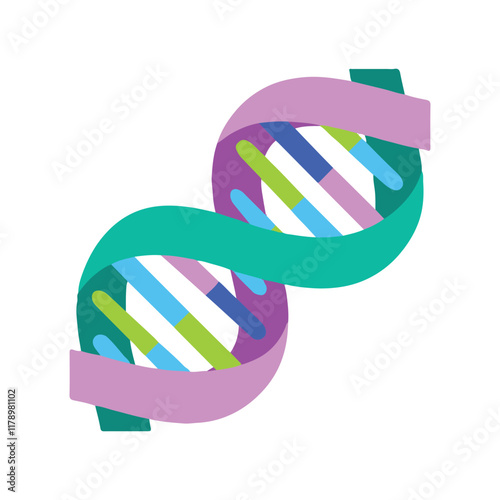 DNA double helix icon. DNA chain simple design. Deoxyribonucleic, nucleic acid structure. Chromosomes. Molecular biology.  Genome. 