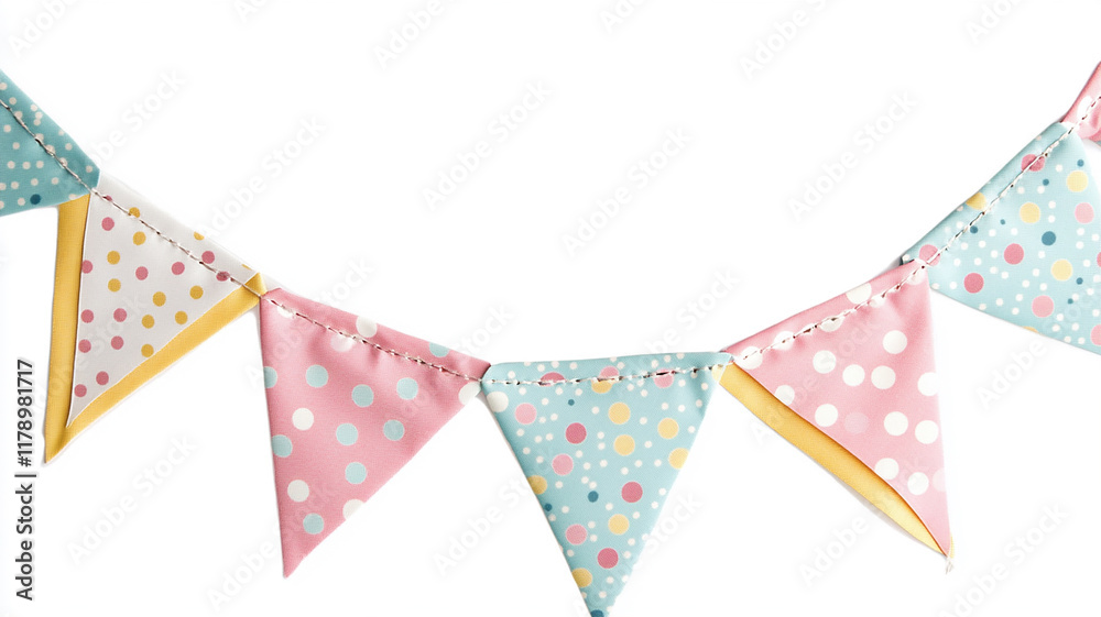 Obraz premium Multicolor Triangular Bunting Party Decoration isolated on white background