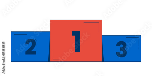 Podium finish for competition winners 2D doodle object. Number of top three results performance stand cartoon element flat vector clipart isolated on white background. Hand drawn illustration