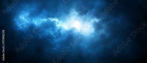 Bright light through dark blue clouds.