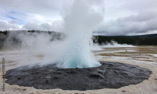 Geyser eruption in a geothermal area