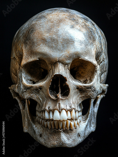 Human Skull: Frontal View with Teeth photo