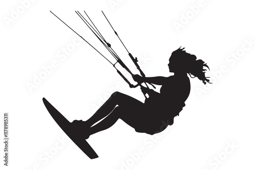 Kitesurfing silhouette vector illustration