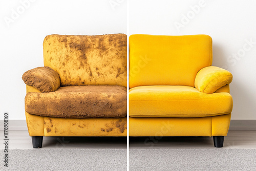 Comparison of Clean and Dirty Yellow Sofa