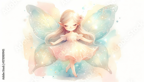 Wallpaper Mural Whimsical Angelic Fairy: A Delicate Watercolor Fantasy in Soft Pastels Torontodigital.ca