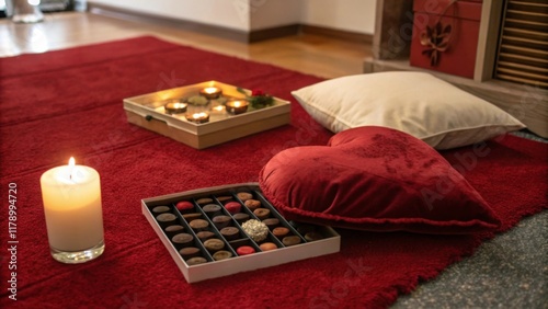 Cozy Living Room Setup with Candles and Treats