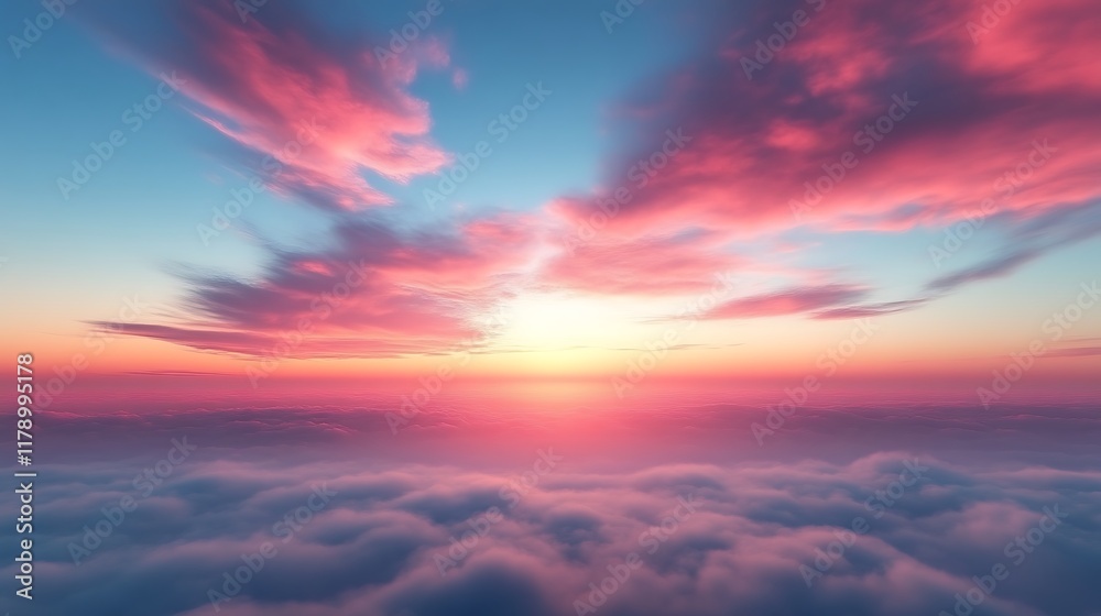 Obraz premium Pink sunset above cloudscape.