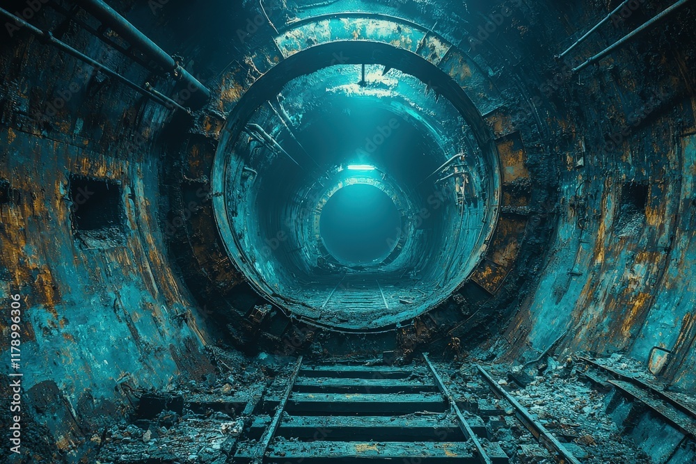 Fototapeta premium Abandoned old tunnel interior slung derelict forsaken outcast