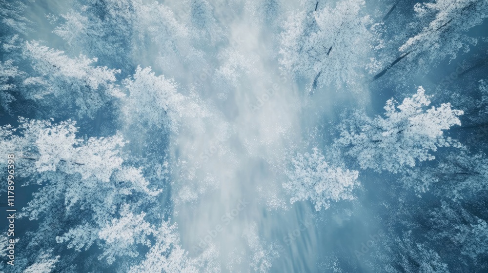 A dense winter forest blanketed in fresh snow, with delicate frost covering every branch and leaf. A dense winter forest blanketed in fresh snow, with delicate frost covering every branch and leaf.