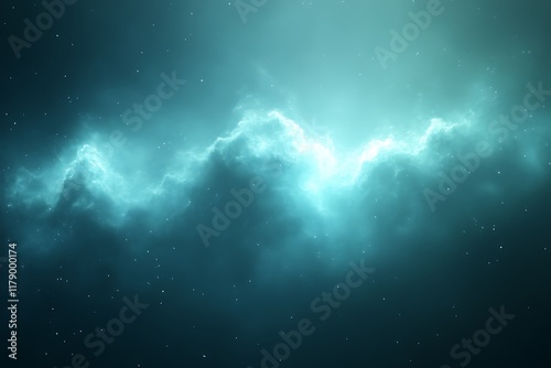 Teal nebula cloud cosmic background.