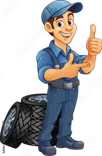 A tyre or tire cartoon car ...