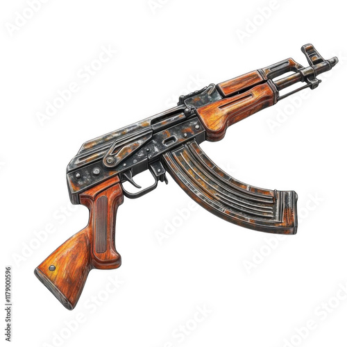 Submachine gun isolated on transparent background. Vector illustration in cartoon style.