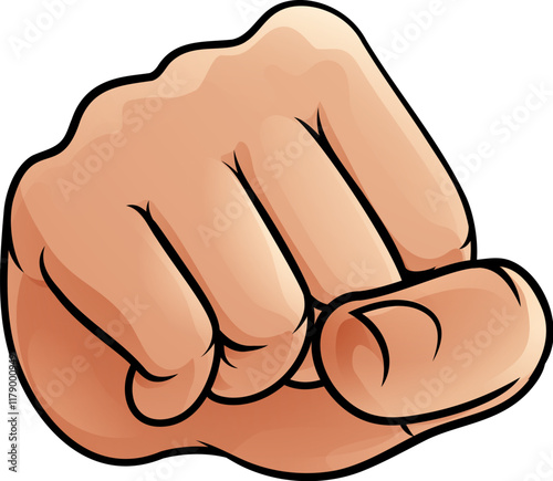 A fist punching from the front front hand knuckles cartoon