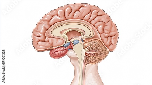 Detailed Sagittal View of the Human Brain: Anatomy and Function