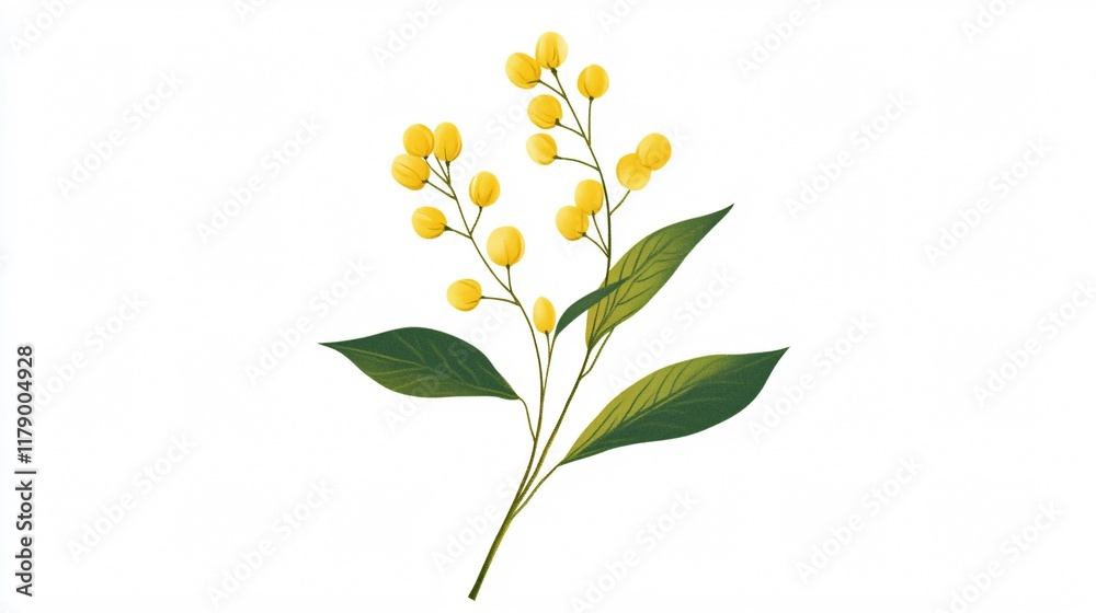 Obraz premium Yellow Flowers on a Stem: A Botanical Illustration