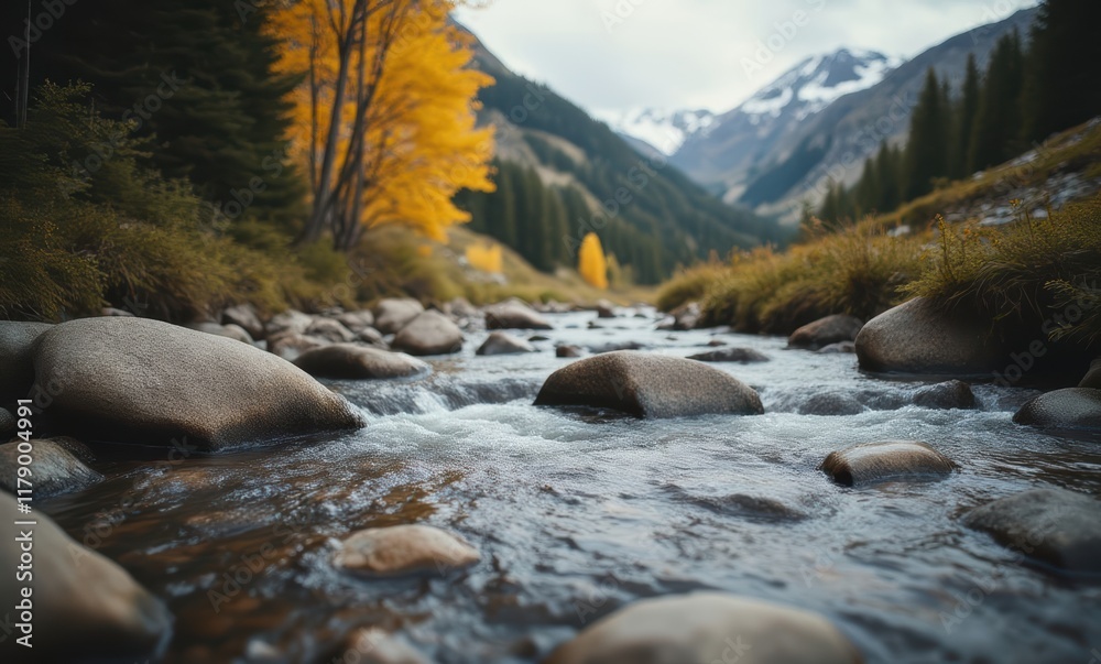 Scenic river flowing through autumn landscape Scenic river flowing through autumn landscape