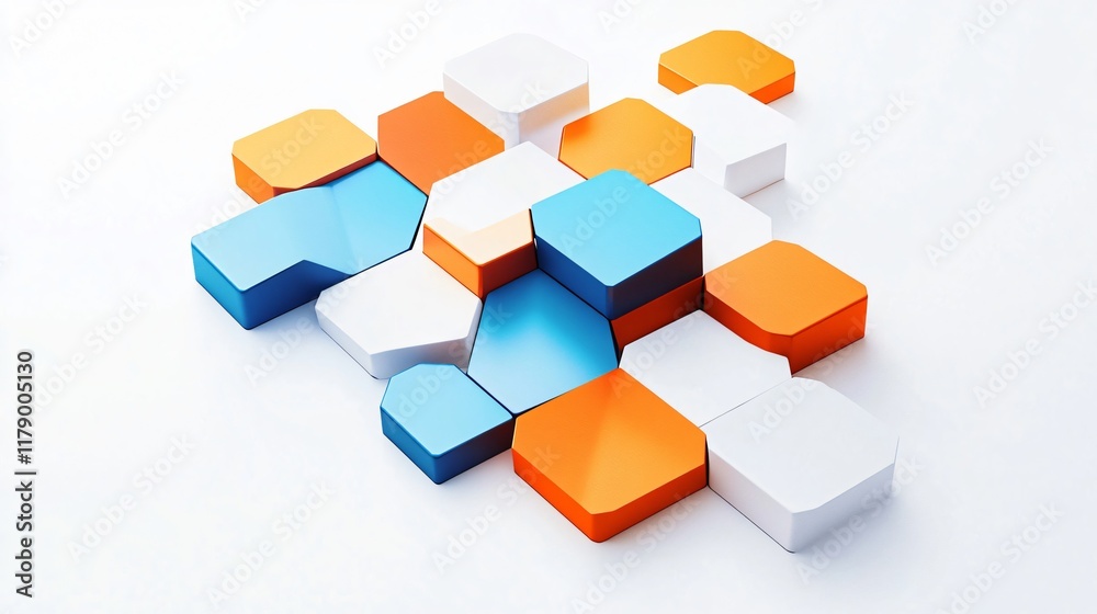 Abstract 3D Render: A Geometric Composition of Colorful Blocks on White Background Abstract 3D Render: A Geometric Composition of Colorful Blocks on White Background
