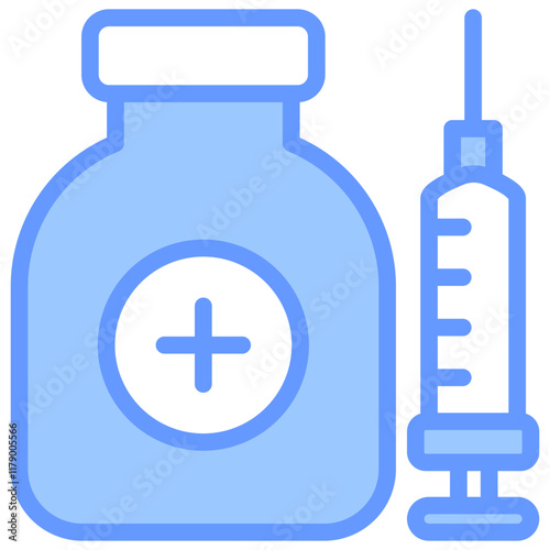 Vaccine Icon Outline Blue