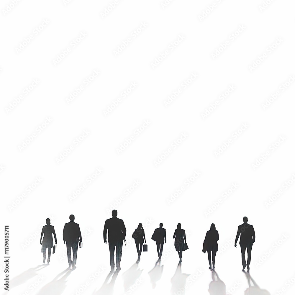 Business people, silhouettes, pure white background Business people, silhouettes, pure white background