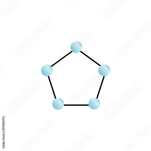 A pentagonal molecular structure. Cyclopentane is a flammable alicyclic hydrocarbon with chemical formula C5H10