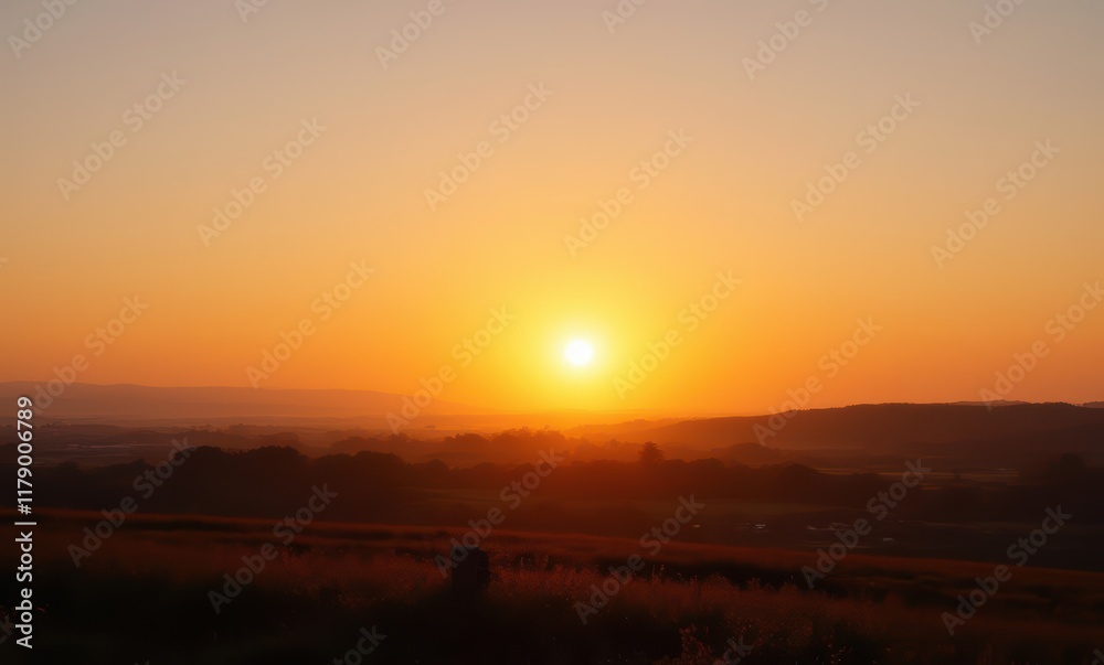 Golden sunset over peaceful landscape Golden sunset over peaceful landscape