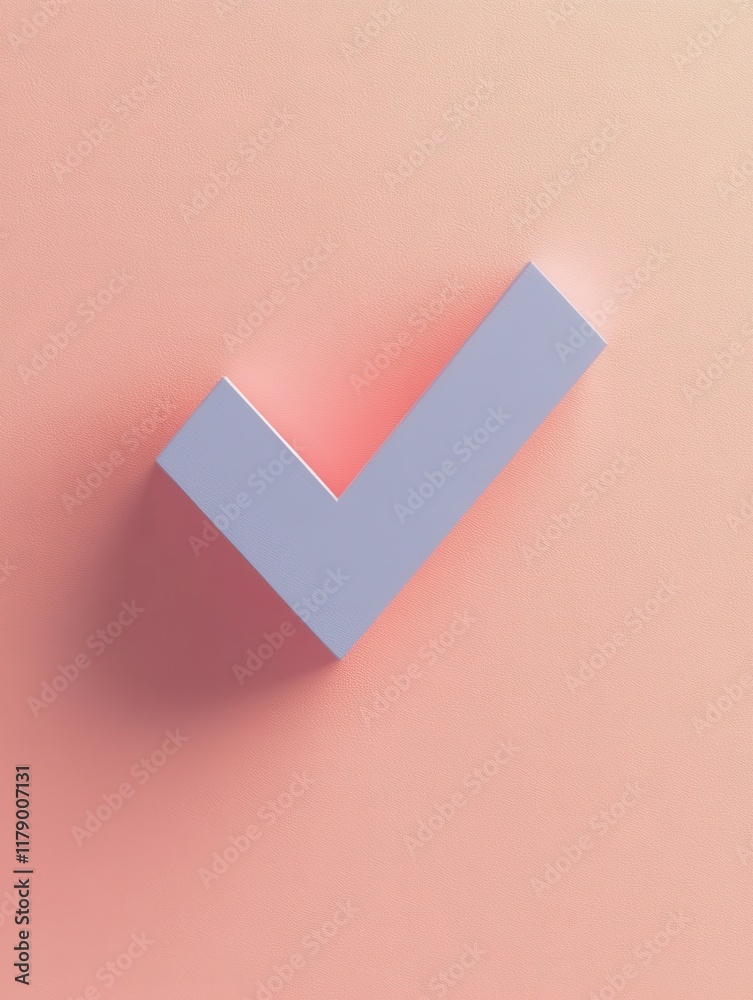 A minimalistic check mark in light purple sits prominently against a soft peach backdrop. The design creates a sense of simplicity and clarity, ideal for modern aesthetics A minimalistic check mark in light purple sits prominently against a soft peach backdrop. The design creates a sense of simplicity and clarity, ideal for modern aesthetics