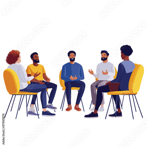 Four individuals seated at therapy group support