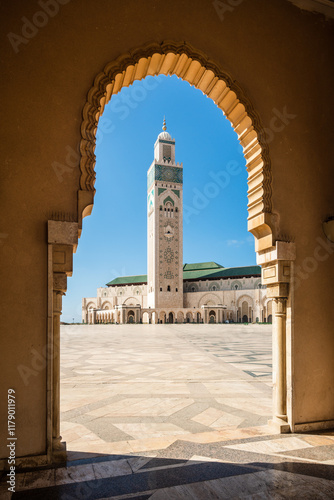 View of the minaret, Hassan II mosque, Casablanca, Morocco
