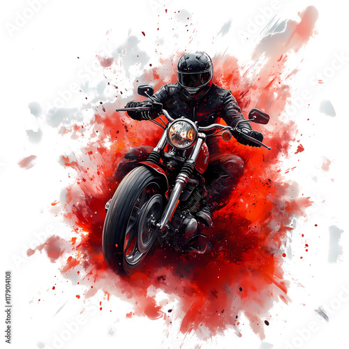 The image of a motorcycle created by AI can be used for T-Shirt designs and various products. photo