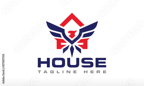 Eagle House Logo Phoenix House Logo Real Estate Logo Design Patriotic House Logo Design Vector Icon Symbol Silhouette Illustration brand identity marketing agency property business company