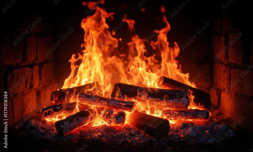 Vibrant flames dancing in the hearth Vibrant flames dancing in the hearth