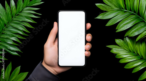 A hand with a smartphone mockup photo