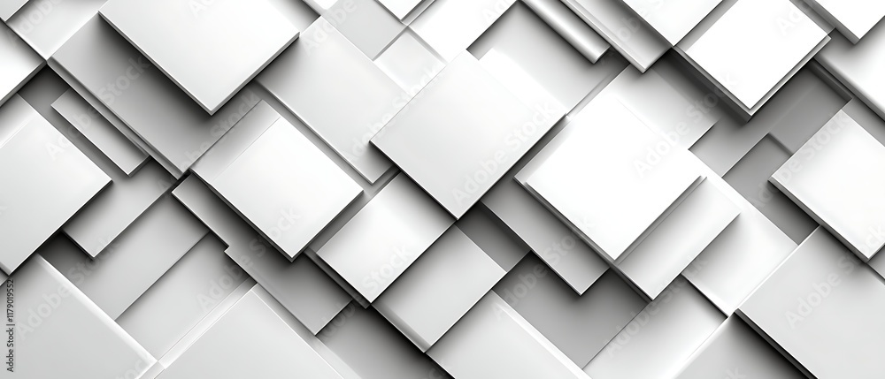 Abstract grayscale overlapping squares background.