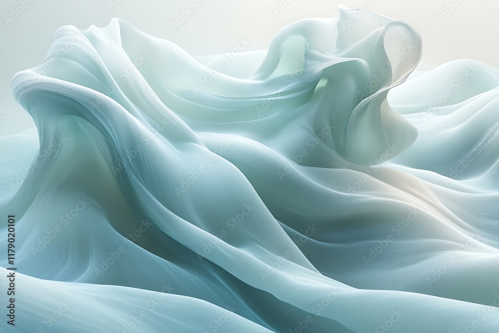 Obraz premium Abstract swirling light teal fabric.