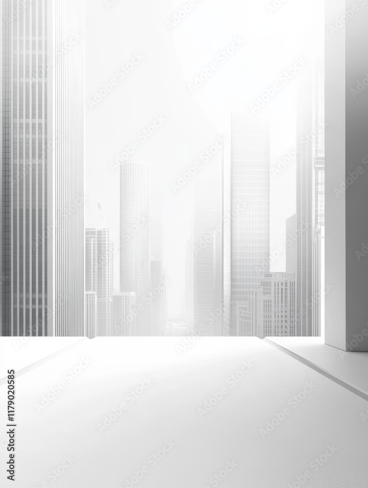 Fototapeta premium Abstract white city backdrop with copy space