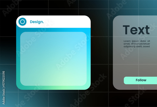 Futuristic design element in gradient colors. Pop up interface element.