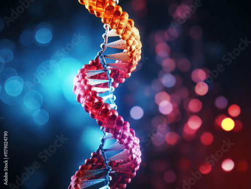 Fantastic Double helix of DNA molecule in colorful composition