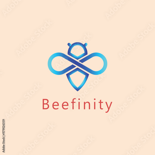 Bee finity logo. Honey Bee Sweet Honey Brand Symbol.