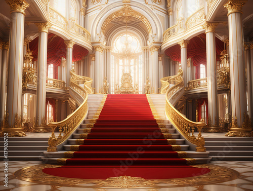Excellent Red carpet in the church. AI generated art illustration