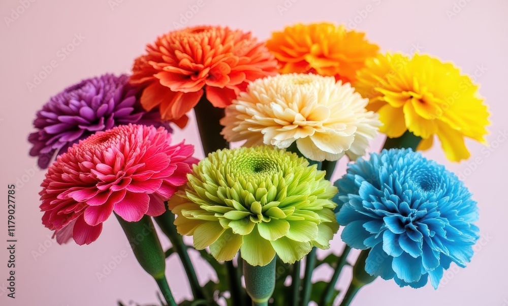 Vibrant multi-colored flowers in a vase Vibrant multi-colored flowers in a vase