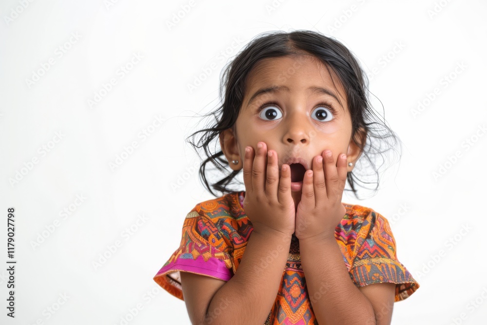 Surprised Girl with Hands on Face and Wide Eyes Surprised Girl with Hands on Face and Wide Eyes