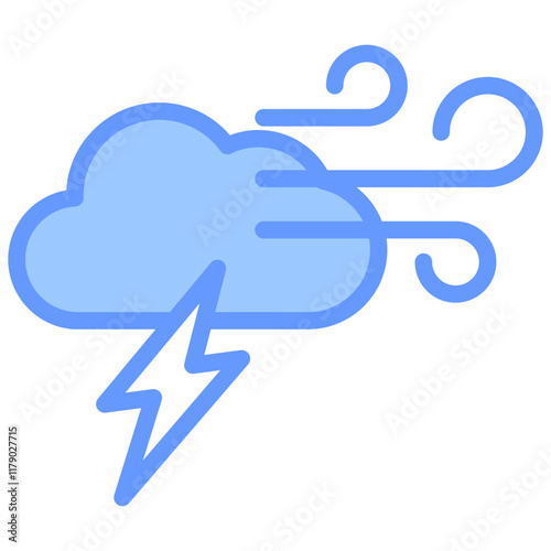 Storm Icon Outline Blue
