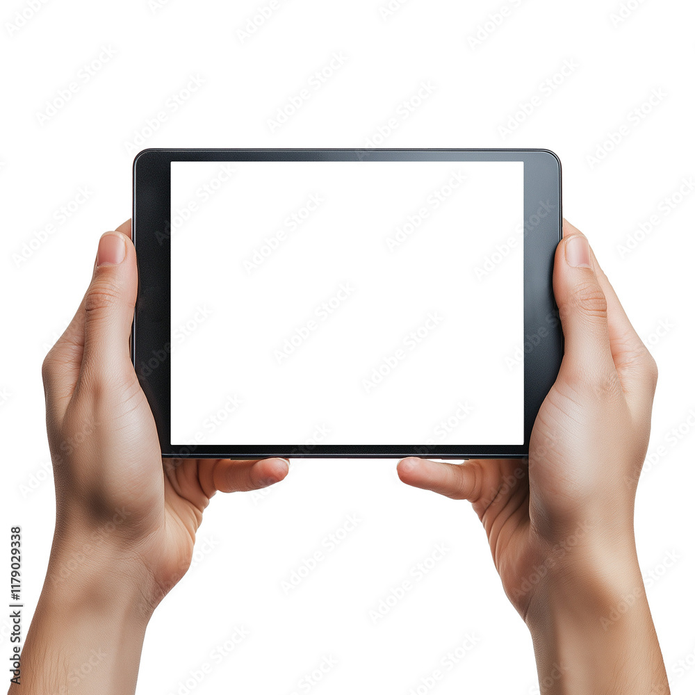 holding tablet computerin hand on white background holding tablet computerin hand on white background
