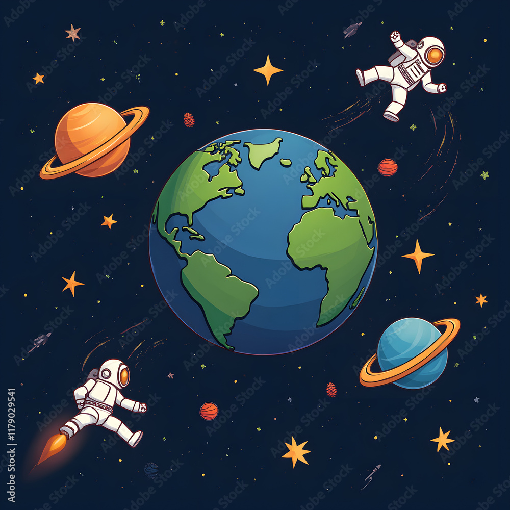 Naklejka premium Images of space objects prepared with artificial intelligence