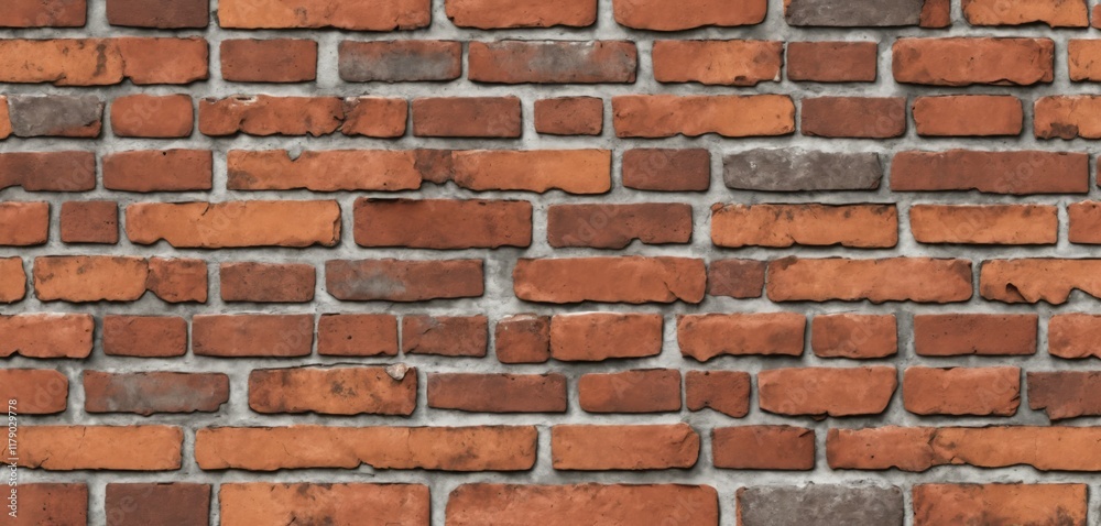 Aged red brick wall with cracks and weathered textures for a seamless texture background.
Aged red brick wall with cracks and weathered textures for a seamless texture background.