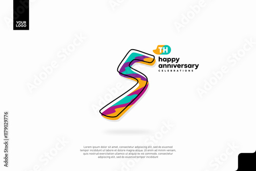 Number 5 logo icon design, 5th birthday logo number, anniversary 5