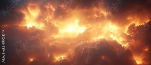 Fiery clouds glowing with light.