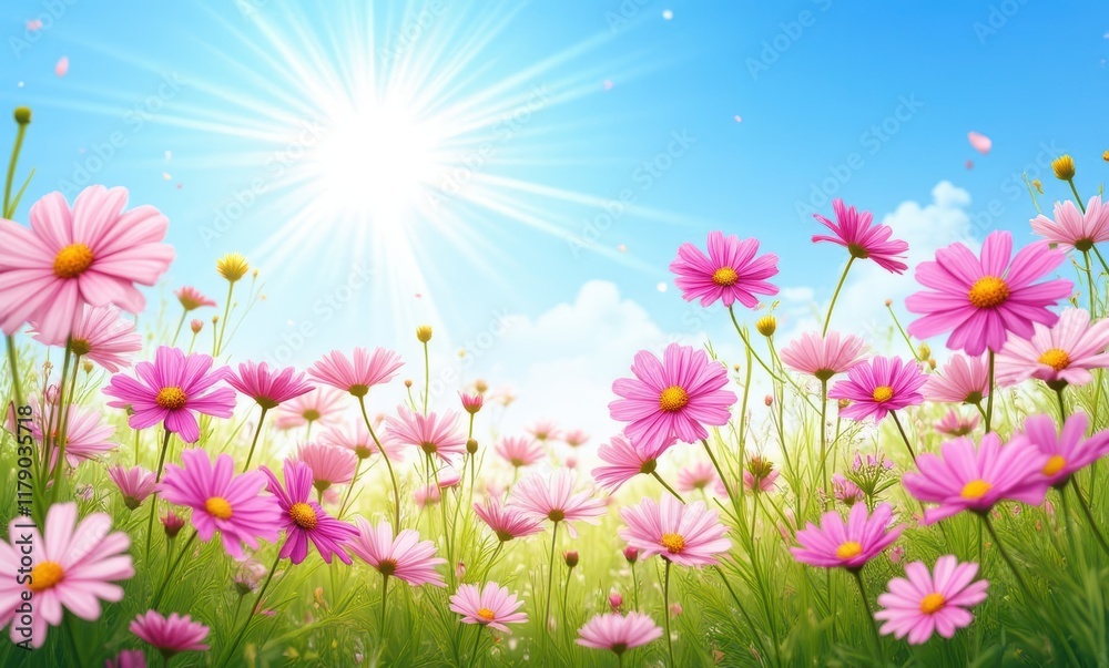 Vibrant pink flowers under bright sunlight Vibrant pink flowers under bright sunlight